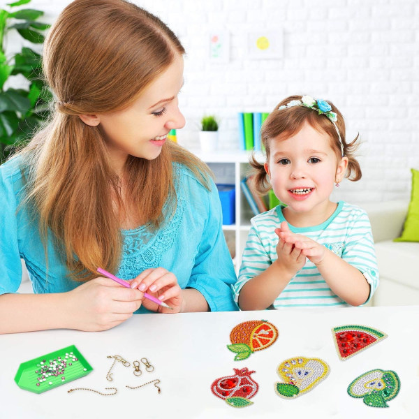 Diamond Painting Keychains Kit för barn och vuxna, 5 Pack Frui DXGHC