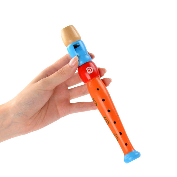 4 små træ-toddler 6 huller træ piccolo tegnefilm fløjte træ