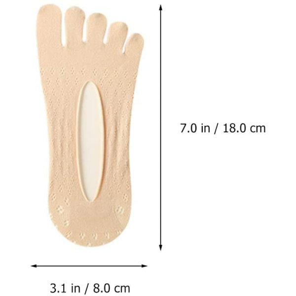 5 Par Five Finger Sokker Åndbare Lave Snit Farvede Sokker No Show T