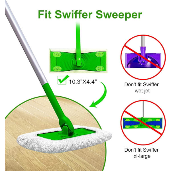 Uudelleenkäytettävät puuvillaiset kosteat liinat Flash Powermop Swiffer Wet & Dry -sweeperin aloituspakkaukseen, pestävät moppi-täyttöpakkaukset kostealle ja