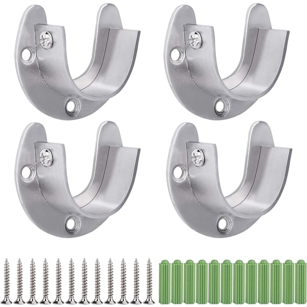 Garderobe Stang Brakett i Rustfritt Stål, 4 stk U-Formet Gardin R