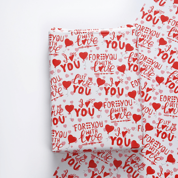 6 pakke med 6 mønsterdesigns Valentinsdag gaveindpakningspapir G