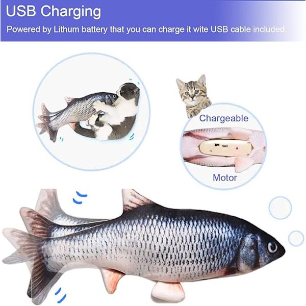 Katt Leksaker Elektroniska Fiskleksaker Mobil Simulering Realistisk Aut DXGHC
