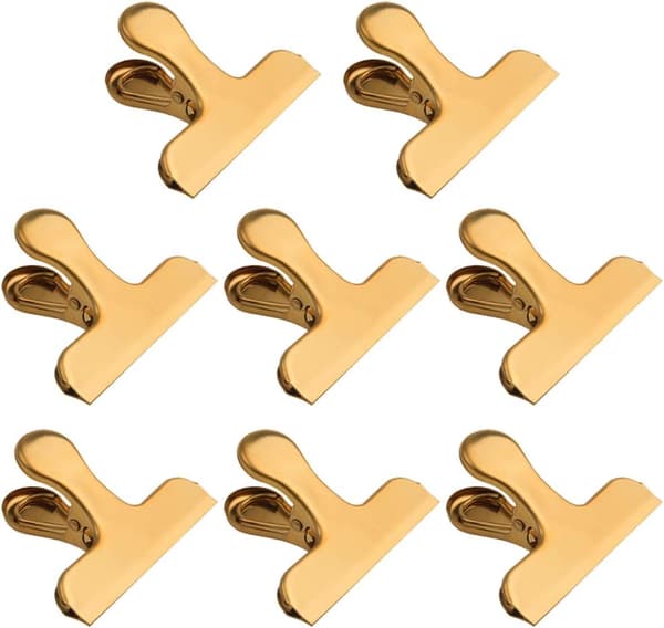 Chip Bag Clips, 8-pack Stora Gyllene Rostfria Lufttäta Påsar