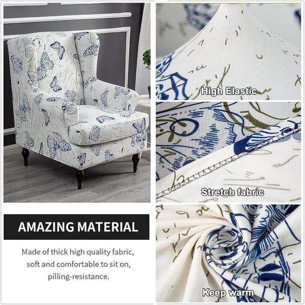 Vinge-stoltrekk i stretch-spandex, Wingback-stoltrekk, Sofa