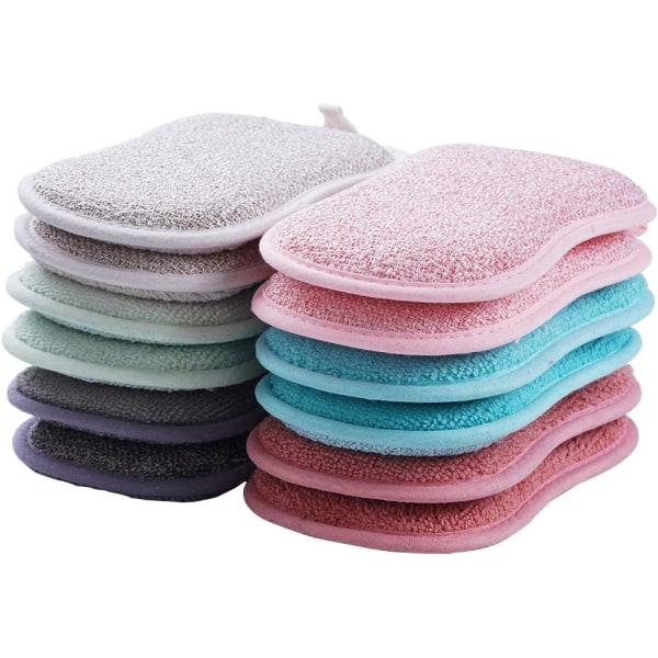 12 Pack Durable Scrub Scouring Sponge , Non-Scratch Microfiber Sp