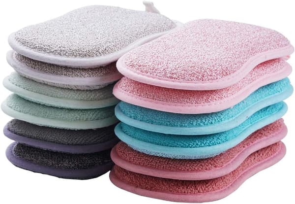 12 Pak Durable Scrub Skuresvampe, Ridsefrie Mikrofiber Sp