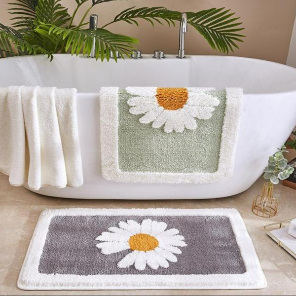 Mikrofiber Badeværelsesmåtter (16x24 Tommer, Grøn) Bløde og Absorberende