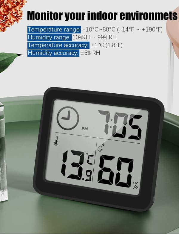 Digital Termometer/Hygrometer 3.2” LCD Stor Skærm Indendørs A