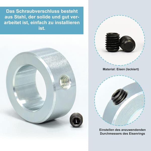 Sats med ringar, 4 st djupstoppkragar 20 mm borrdjupstopp -