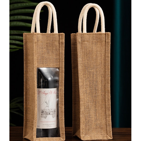 2 röda vinförpackningar Spot vinförpackningar Transparent linne tote väskor S