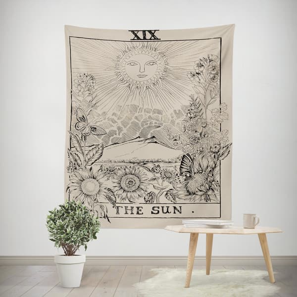 Veggteppe Tarot-teppe Magisk Sol Sengteppe Stor Teppeserie