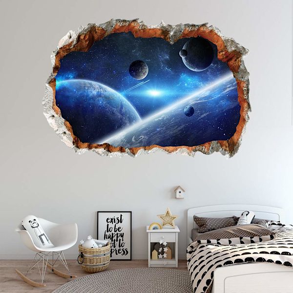 3D Planet Universum Galaxy Rymden Väggdekal Rymdfarkost Astro