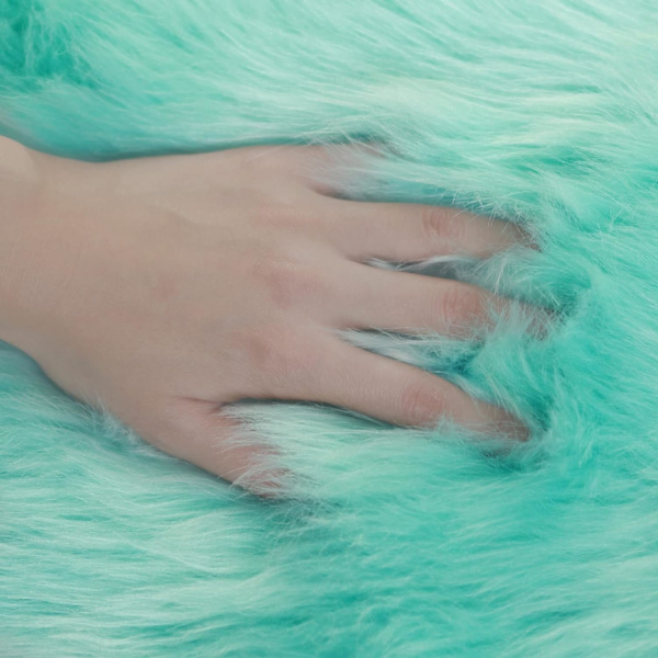 Super Mjuk Hjärtformad Konstgjord Fårullmatta Teal Fluffig Area R