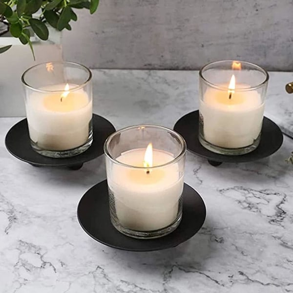 4 stk Vintage Metall Lysfat Jern Lysestake Svart Lys