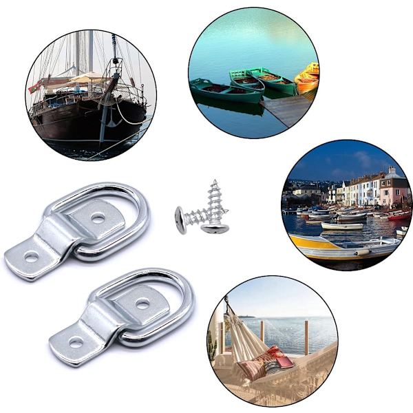 6 st Tie Down D-ringar, Tunga Rostfria Tie Down-ringar