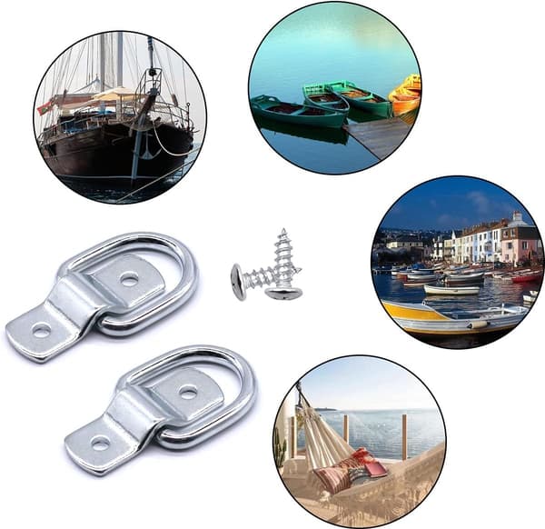6 stk. Spændebånds-D-ringe, Heavy Duty Rustfrit Stål Spændebåndsringe