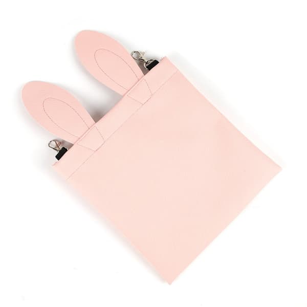 Kanin foderpose i imiteret læder, hængende pose med kanin form, pink, til hamsterfoder,