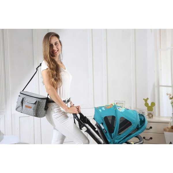 （Grå）Babyvogn & Bleieopbevaringspose Moder Babyvogn