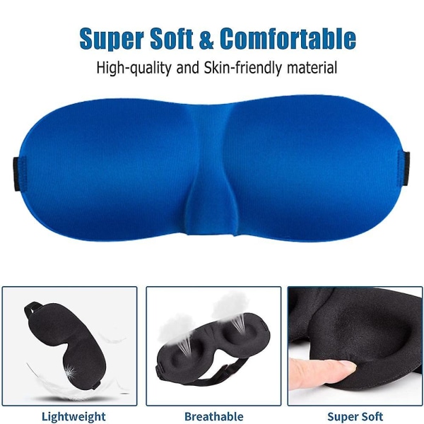 Sleep Mask Pack 3 kpl, valoa estävät 3D-silmämaskit nukkumiseen, B