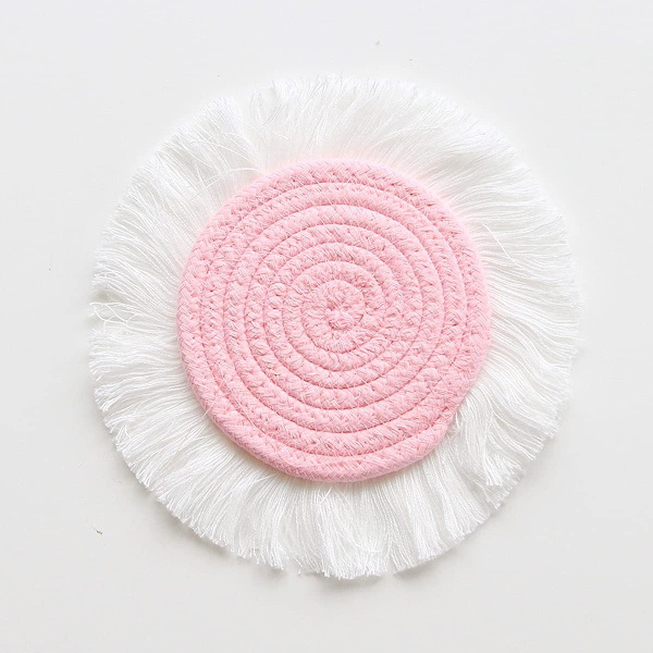 Macrame-underläggssats, 5 st Runda Bomullsflätade Underlägg Värmebeständiga DXGHC