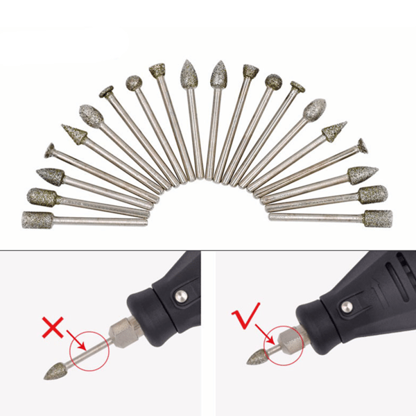 Diamanthøvlefræser, 20 stk. Diamanthøvle Sæt 1/8\" Skaft, Ro