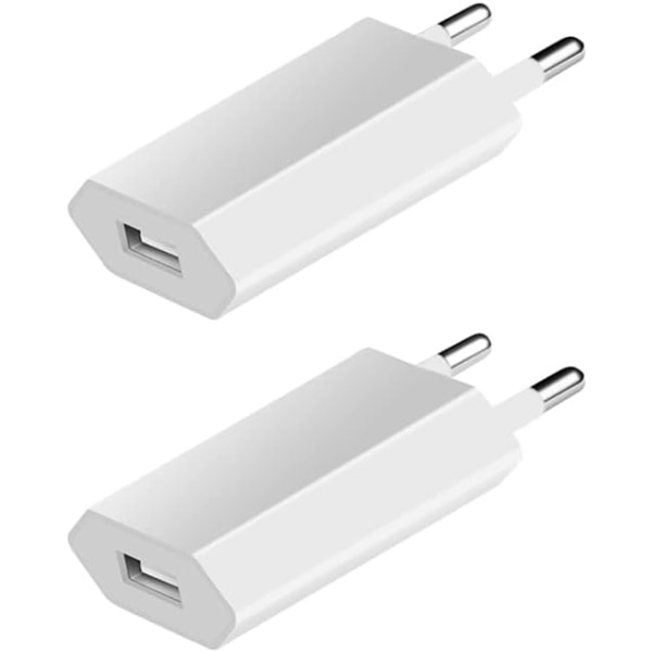 2-pakks USB hurtiglader, USB-pluggadapter, universell reise-USB W