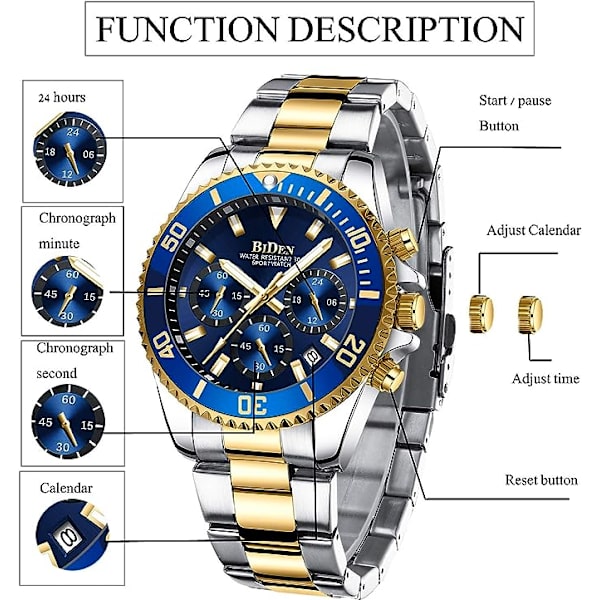 Herrklockor Chronograph Rostfritt stål Vattentät datum Analog Q