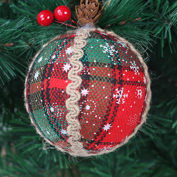Rustikke Juletræspynt i Buffalo Plaid, Sæt med Ornamenter, Sha