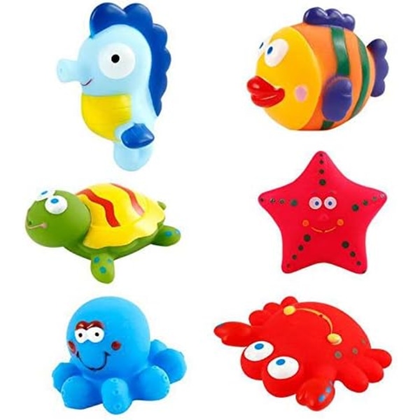 6 Pcs Bath Toy Floating Marine Animal, Baby Soft Squirt Bathing T