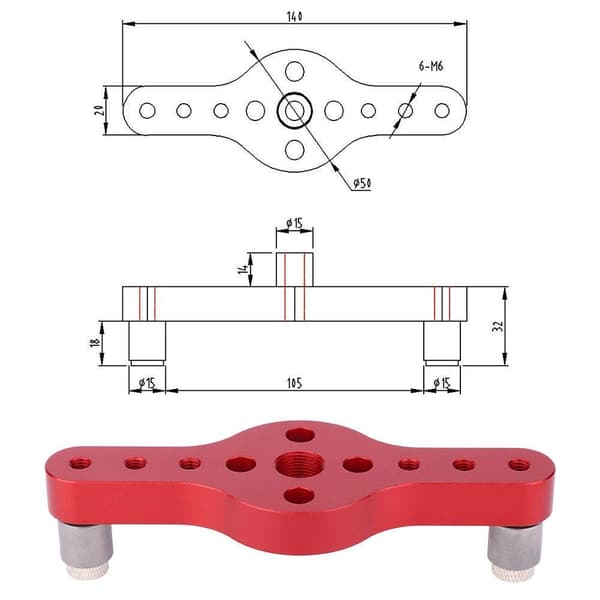 Træhulstansningspind Jig Aluminium Legering Bor Guide Træ H DXGHC