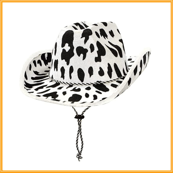 Cowboy Hat Sjov Ko Print Hat Unisex Sort Og Hvid Cowboy Hat