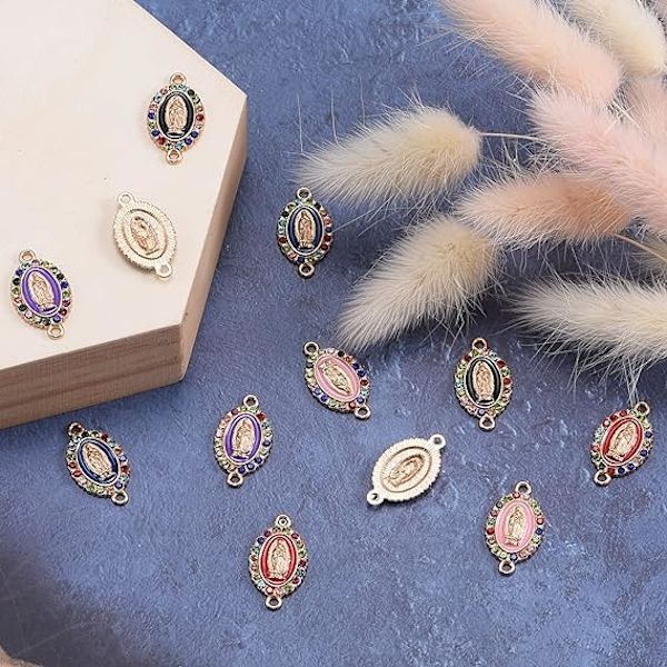 36 stykker 6-farvet legering emalje indlagt rhinestones Vores kvinders