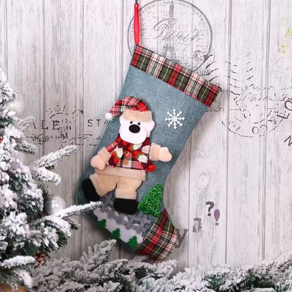 4 stk. Nye Julepynt Tartan Linned Dansende Dukke Gave