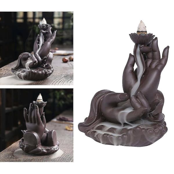 Zen Buddha Händer Backflow Vattenfall Rökelsebrännare Och Rökelse DXGHC