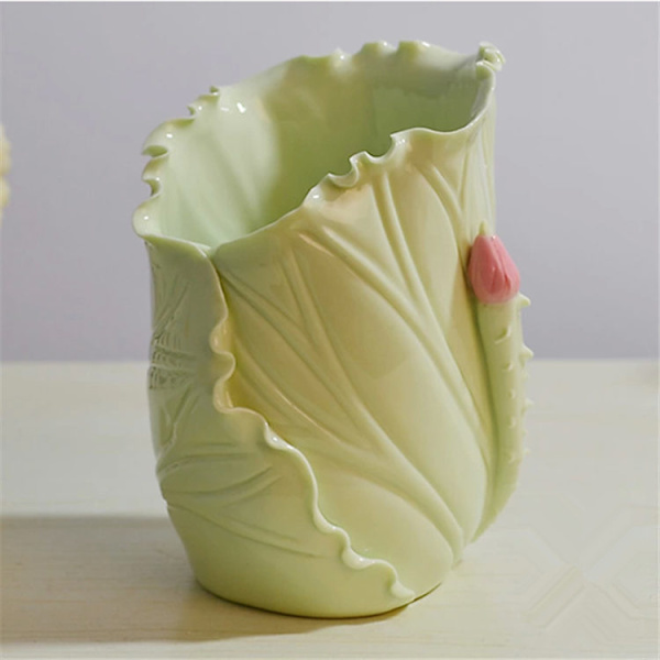1 stk. Jingdezhen keramik håndlavet frisk lotusblad penneholder c