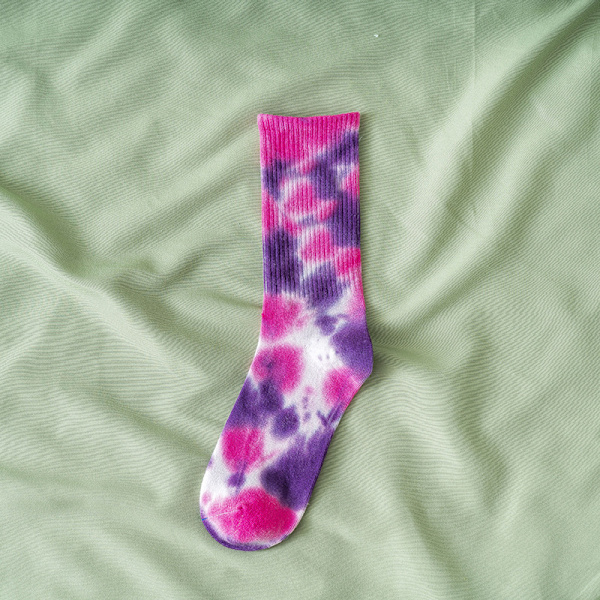 Färgglada Tie-Dye Mjuka Crew-strumpor för Kvinnor, Dämpade Casual Strumpor C