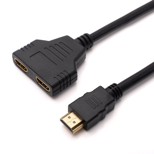 HDMI-splitter 1 in 2 uttag 1080p, en in två kablar, högupplöst