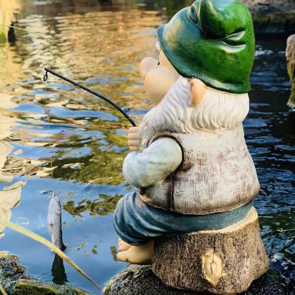 Havefigur-pynt til haven, Fiskerstatuer, Havetilbehør DXGHC
