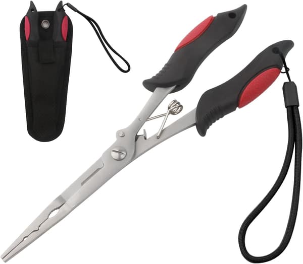 Fiskesaks i rustfritt stål med slire og lanyard