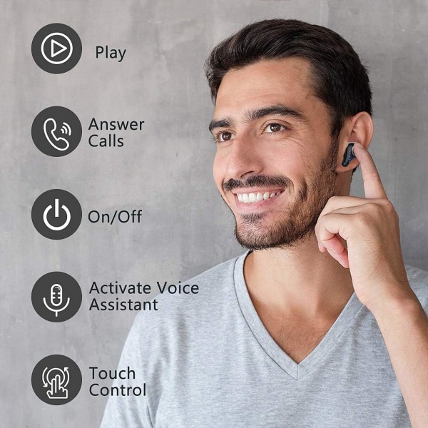 Bluetooth 5.0-hörlurar Trådlösa stereohörlurar, inbyggd mikrof