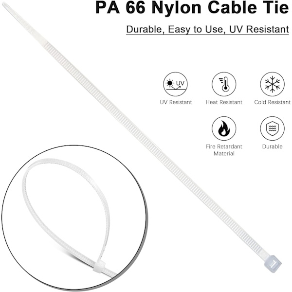 200 x 2,5 mm Nylon Kabelbindare, Kabelbindare för Växter