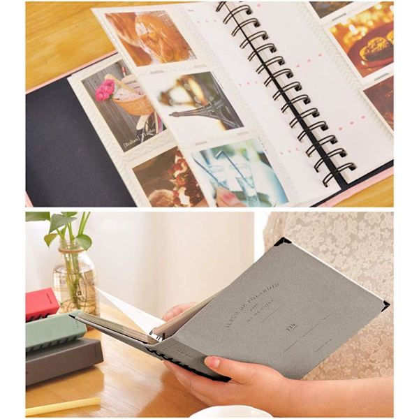 Svart, Kunstlær Spiralbundet DIY Familie Minnebok Fotoalbum