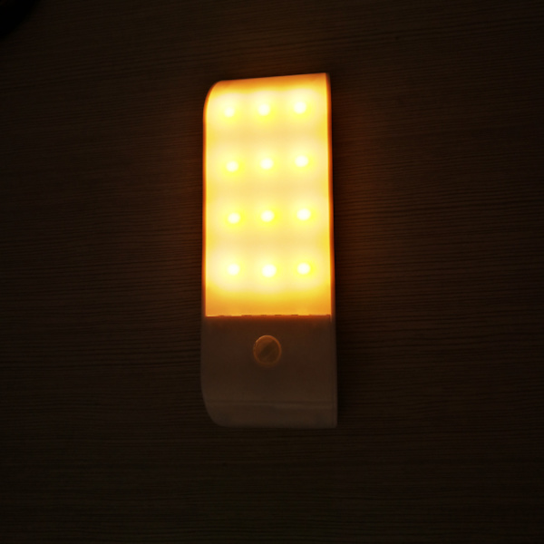 [2-pack] (Varm gul) Automatisk LED-nattlampa, 12 LED USB-laddning