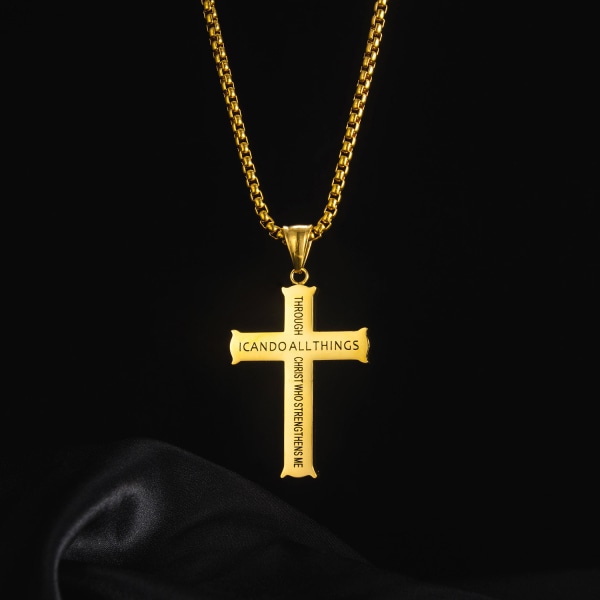 Cross Titanium hänge halsband Bibeln rostfritt stål kant Chai