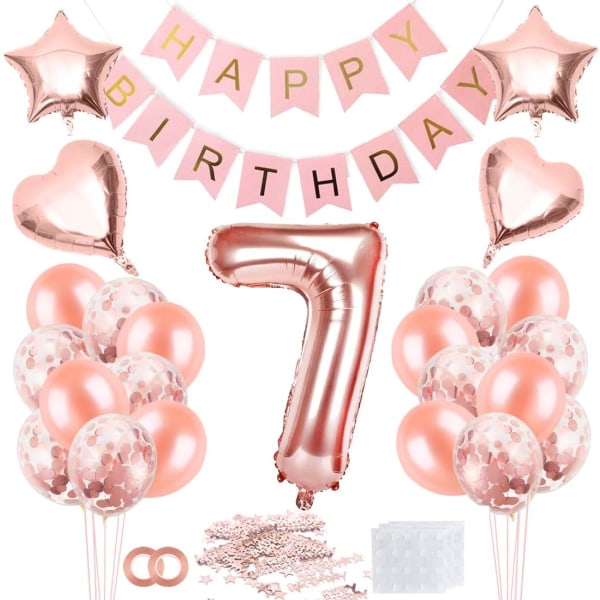 7 fødselsdagspigeballon, rosa guld 7 ballon, rosa guld 7 år Ol