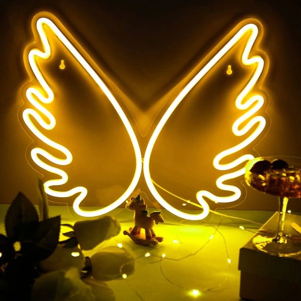 Neonskilt Wing LED Neon Nattlys Kunstveggdekor gave til jente