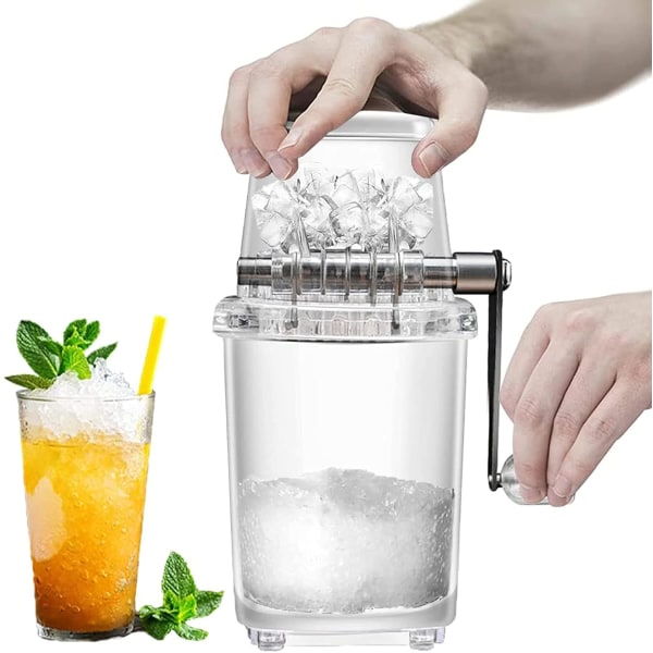 Manuell roterande ismaskin för cocktails, isbitar, smoothies, ismaskin, 1,25 liter, förkromad (transparent)