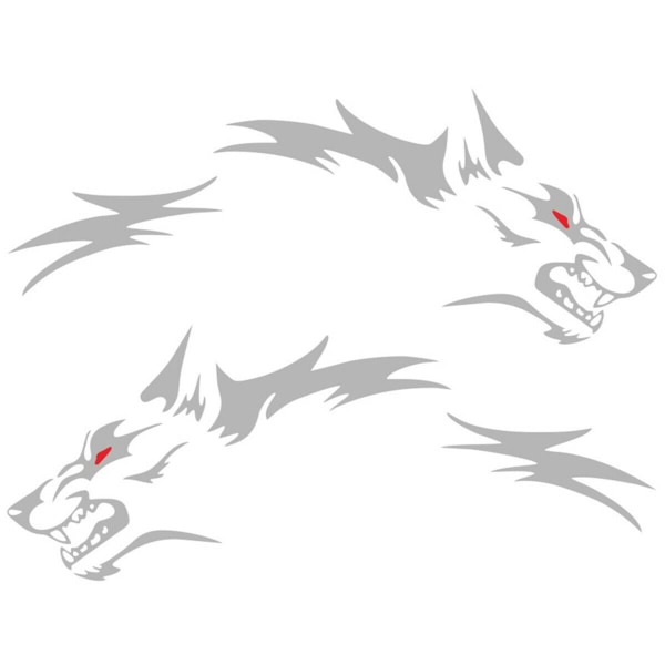 Grå bildörr sida bakhjul Kaross klistermärken Running Wolf Graphic