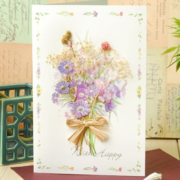 Shifeng Stereo Decal Chic Tørrede Blomster Velsignelseskort Univers